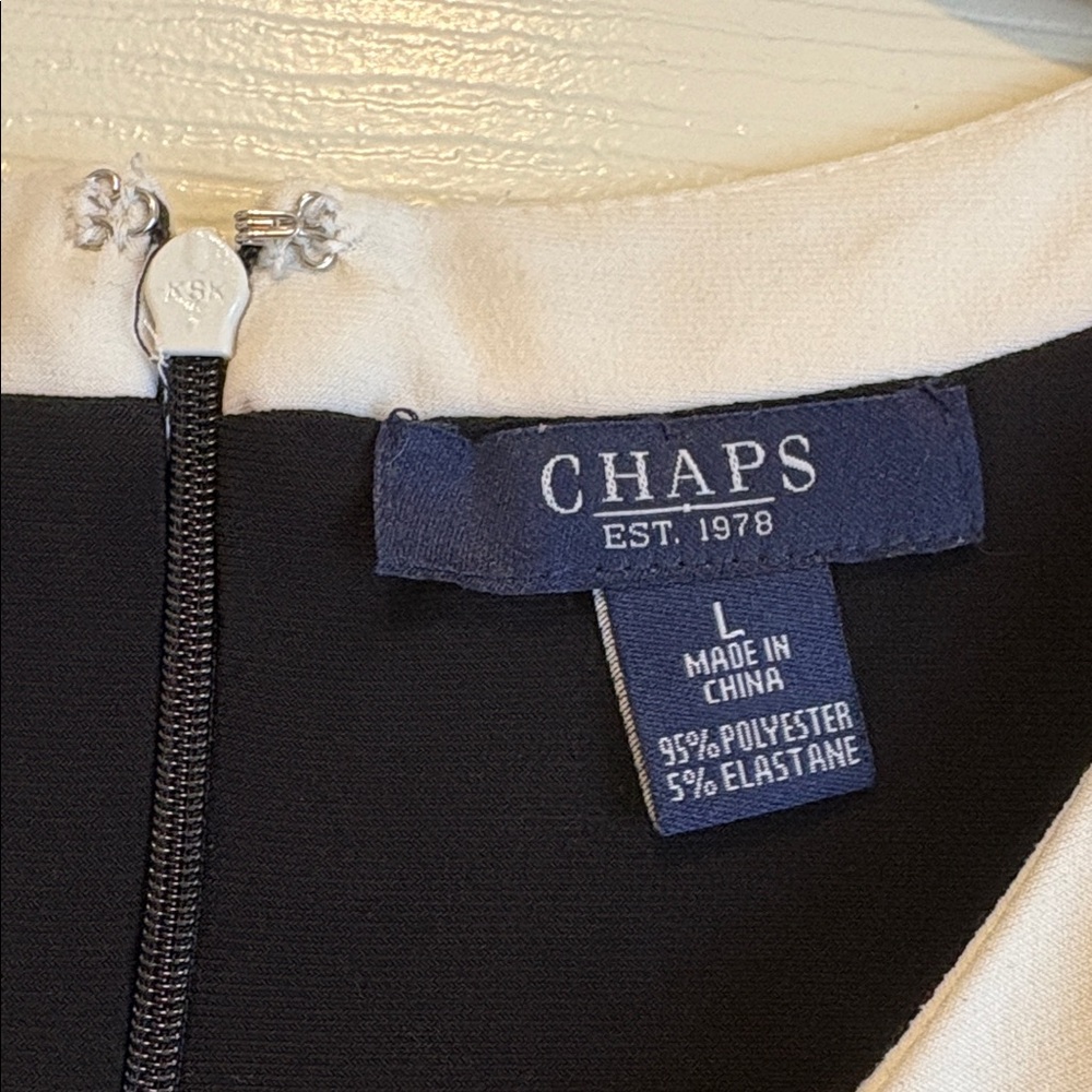 Chaps | Basic Black Knee Length Black Dress Stret… - image 3